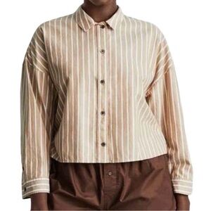 Everlane women’s PJ cotton brown stripe top Size M NWT